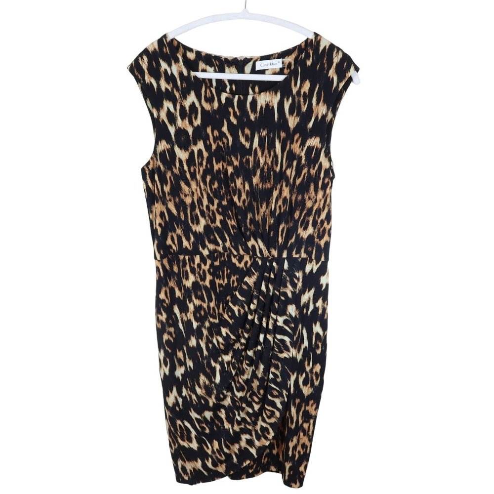 Calvin Klein Size 10 Abstract Leopard Print Sleev… - image 1